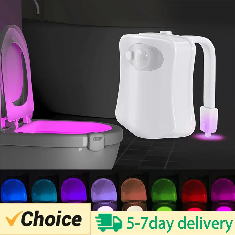 HOMEFISH Wireless Motion Sensor LED Night Light RGB 8 Colors Toilet Bathroom Atmosphere Colorful Lamp Sensor LED Night Lights