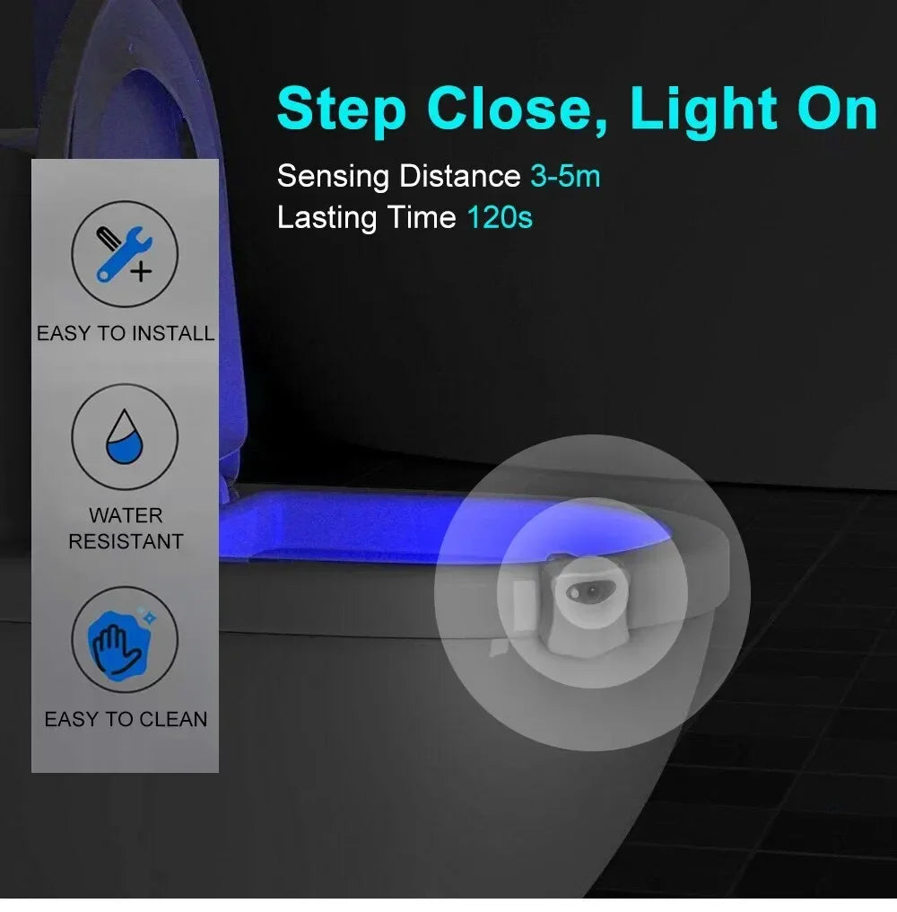 HOMEFISH Wireless Motion Sensor LED Night Light RGB 8 Colors Toilet Bathroom Atmosphere Colorful Lamp Sensor LED Night Lights