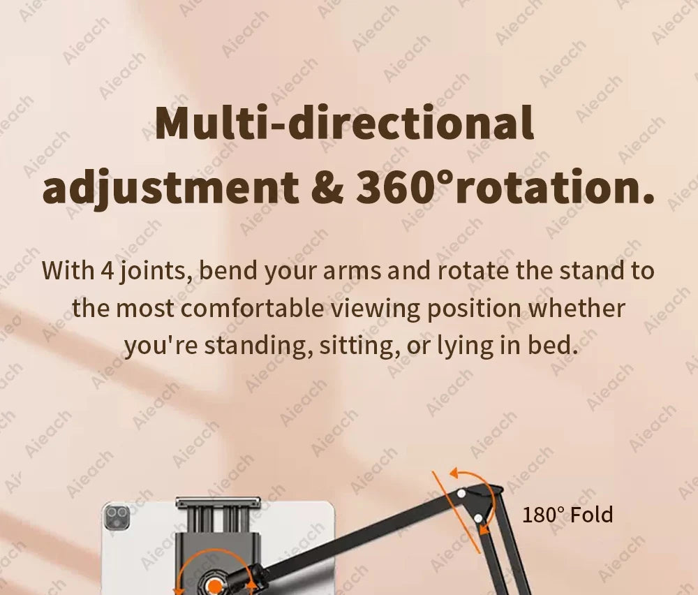 Tablet Holder for Bed with 90cm Metal Arm iPad Stand Tablet Bracket 360° Rotating Bed Phone Mount for 4.5~12.9 inch Phone Tablet