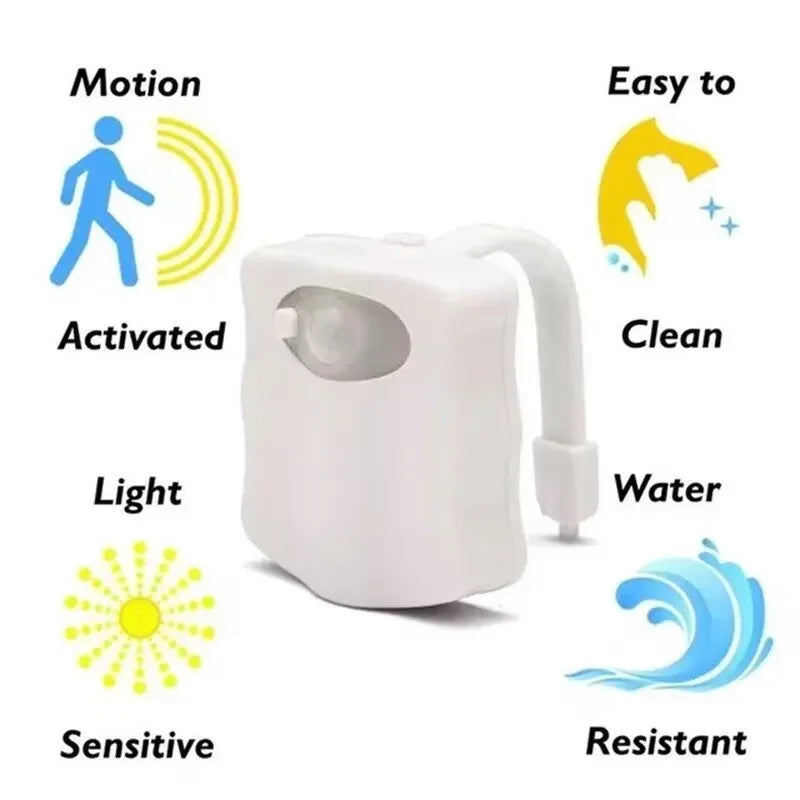 HOMEFISH Wireless Motion Sensor LED Night Light RGB 8 Colors Toilet Bathroom Atmosphere Colorful Lamp Sensor LED Night Lights