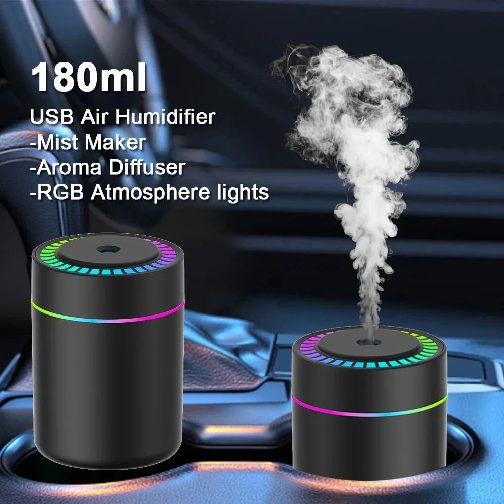 Mini USB Electric Air Humidifier Aroma Diffuser Essential Oil Purifier with Mist Maker Lights for Car Home Bedroom