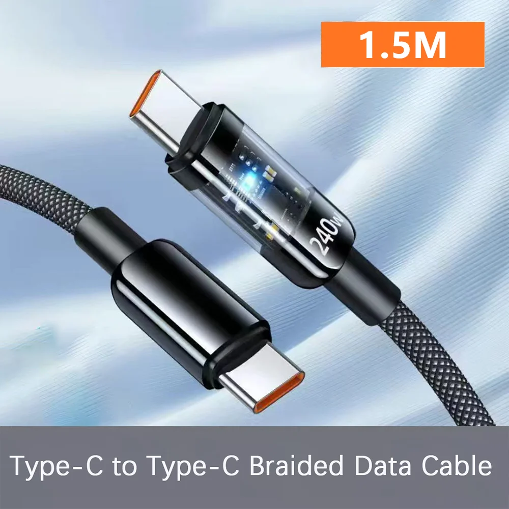 NNBILI 240W Nylon USB A to Type C Super Fast Charging Cable For Samsung S26 Huawei USB C to Type C For iPhone 17 16 Charger Cord