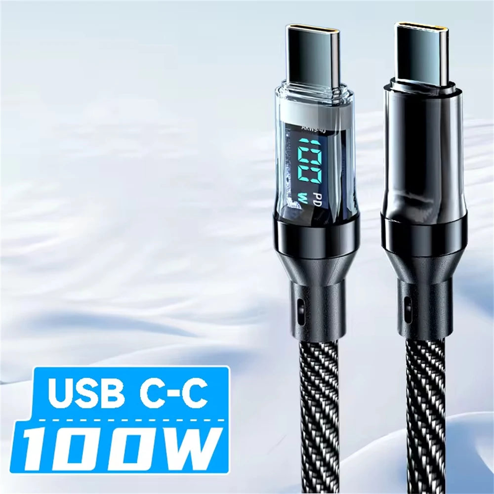 NNBILI 100W USB C 120W USB A charging cables with LED display screen, USB C=C-C，USB A=A-C,not for Xiaomi iPhone Samsung