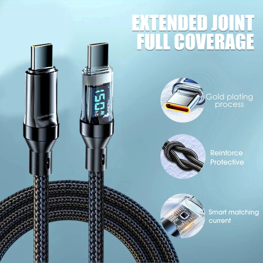 NNBILI 100W USB C 120W USB A charging cables with LED display screen, USB C=C-C，USB A=A-C,not for Xiaomi iPhone Samsung