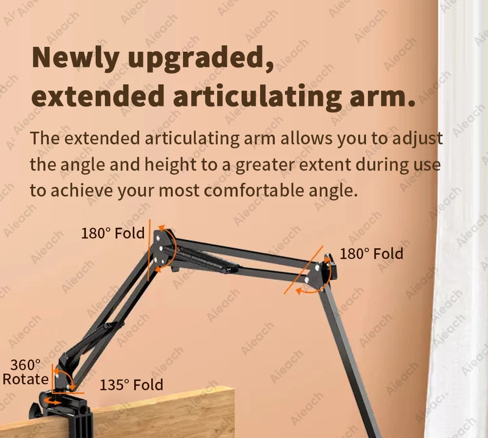 Tablet Holder for Bed with 90cm Metal Arm iPad Stand Tablet Bracket 360° Rotating Bed Phone Mount for 4.5~12.9 inch Phone Tablet